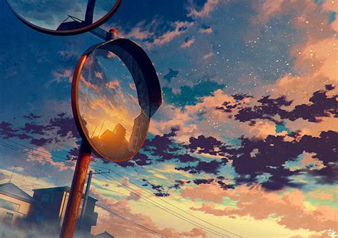 5120x2880px Free Download Hd Wallpaper Anime Sky Mirror Clouds