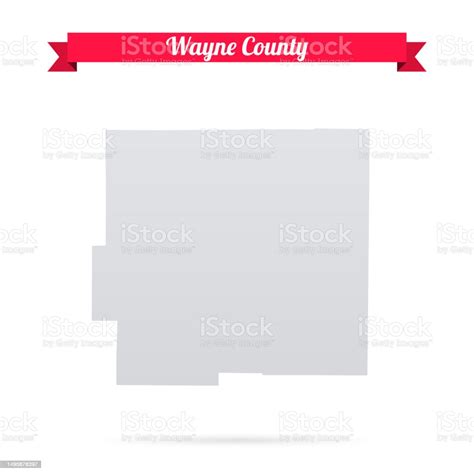 Wayne County Indiana Map On White Background With Red Banner Stock