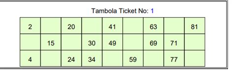 plain tambola ticket tambola game ticket real