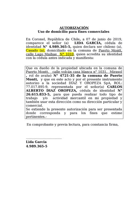 Autorizacion Uso Domicilio Para Fines Comerciales Francisco Blanco