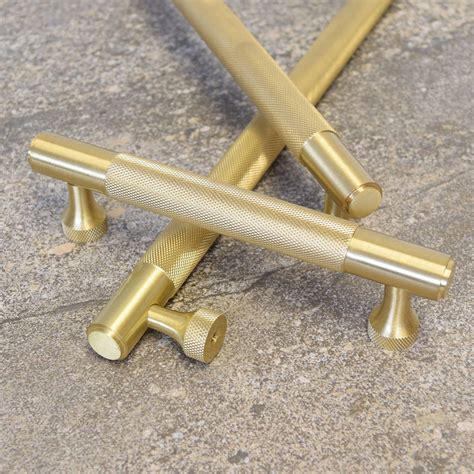 brass gold gunmetal grey and silver knurled bar handles by pushka home ...