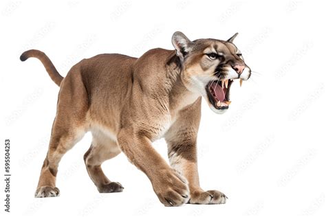 Furious Puma Cougar Angry Puma Cougar Snarling Isolated On Transparent