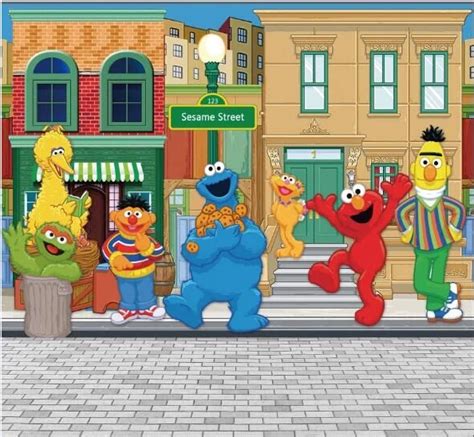 5x7ft Sesame Street Pavement Elmo World Shop Custom Photography Studio