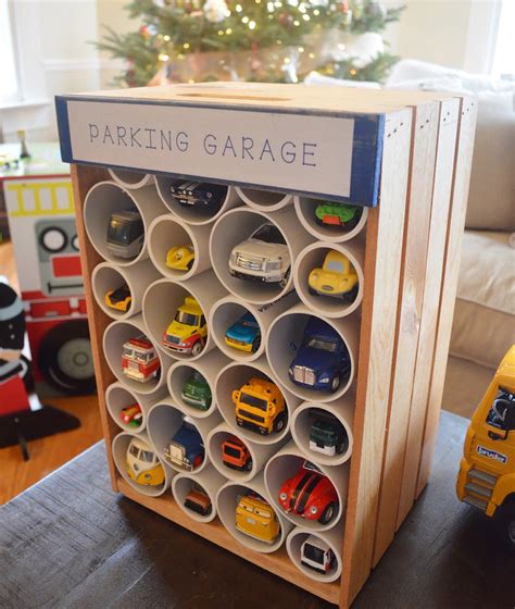 Wishtime parking lot car garage playset matchbox cars playsets ,vehicle toy fire car storage box toys set educational gift with 6 fire trck, ramps, traffic signs for kids. little white house blog: DIY Parking Garage