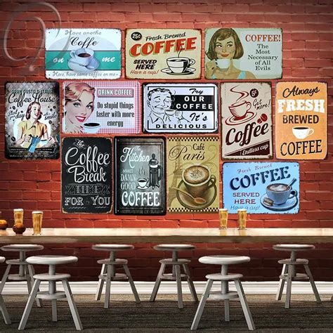 Tin Signs Coffee House Metal Signs Home Kitchen Wall Decor Vintage Signs Plaques Metal Posters