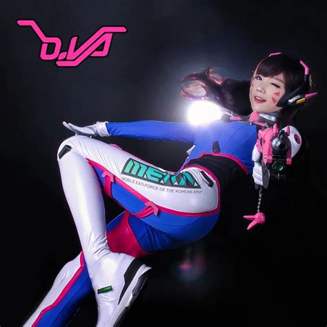 2017 fantastic d va cosplay suit faux leather fabric with armour dva costume for hana song d va