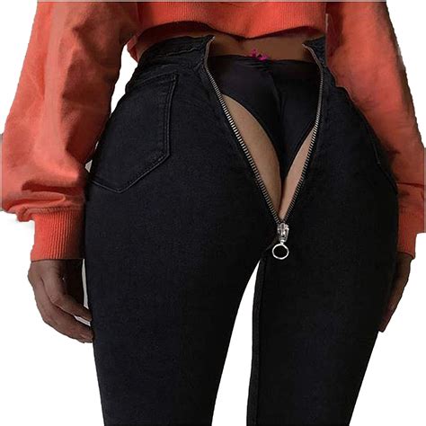 Back Zipper Jeans Women Back Zipper Pencil Stretch Skinny Denim Pants High Waist Denim Pants