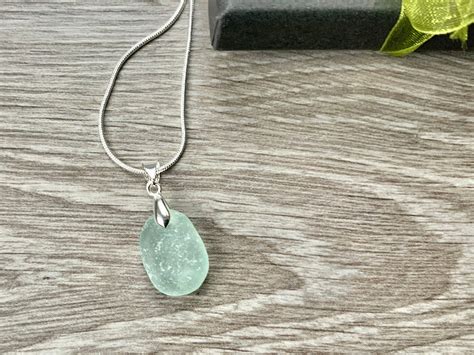 Natural Sea Glass Pendant Cornwall Beach Glass Necklace Ocean