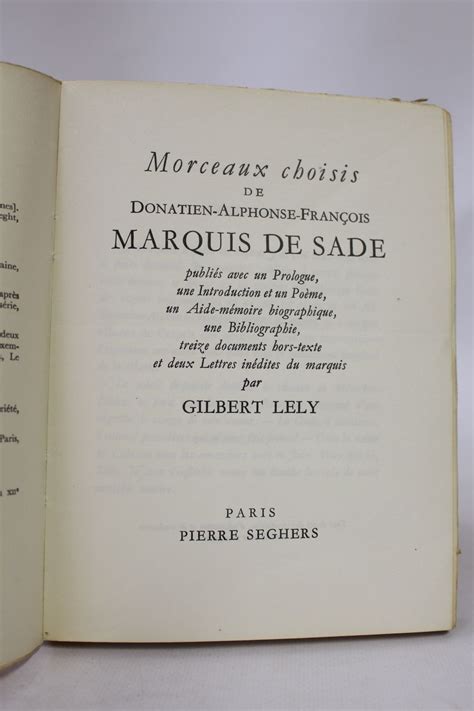 LELY : Morceaux choisis de Donatien-Alphonse-François de Sade - Edition