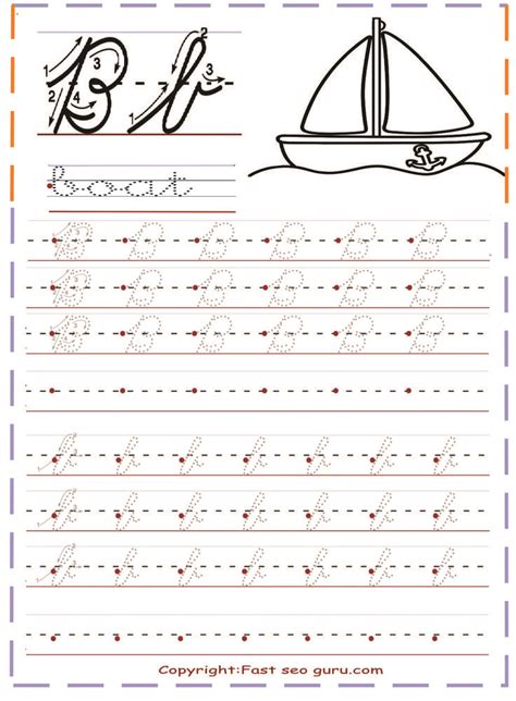 Print Out Cursive Handwriting Practice Sheets Letter B Cursive