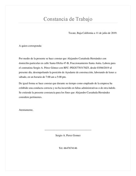 Como Hacer Una Constancia De Trabajo Para Un Empleado Mexinea