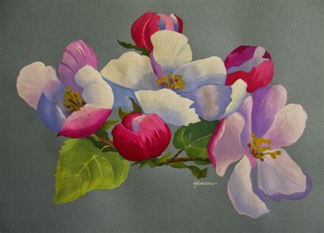 Blossoms On Blue By Nel Janson Flower Art Original Fine Art