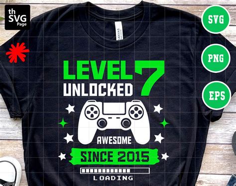7th Birthday Boy Level 7 Unlocked Awesome 2016 Gamer Ts T Shirt
