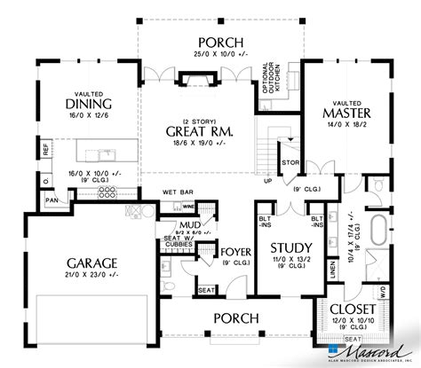 Mascord House Plan 23117 The Sanada Main Floor Plan Modern