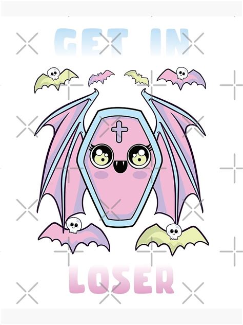 Get In Loser Pastel Goth Kawaii Coffin Creepy Cute Poster By SugarKai