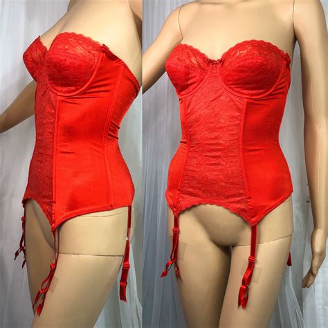 Strapless Merry Widow Boned Bodyshaping Corset With Garters Etsy