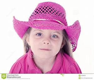 Happy, Girl, With, Pink, Cowboy, Hat, Stock, Image