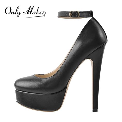 onlymaker women platform mary jane pumps ankle strap stiletto high heels dress buckle shoes