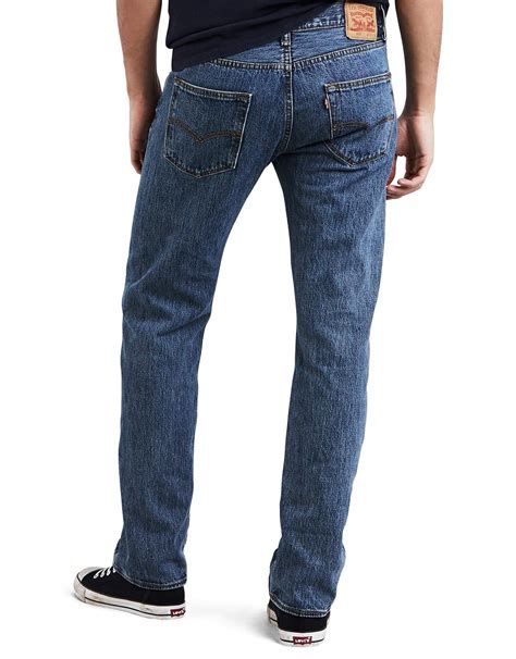 Levis Mens 501 Original Mid Rise Regular Fit Straight Leg Jeans Medium Stonewash