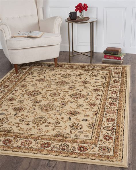 Traditional Oriental Persien Floral Ivory 5x8 Area Rug Actual 5 X 7
