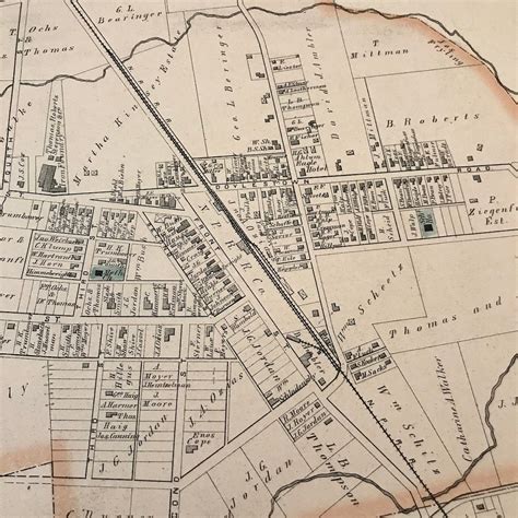 Rare Antique Map Of Quakertown Original 1876 Hand Colored Map Etsy