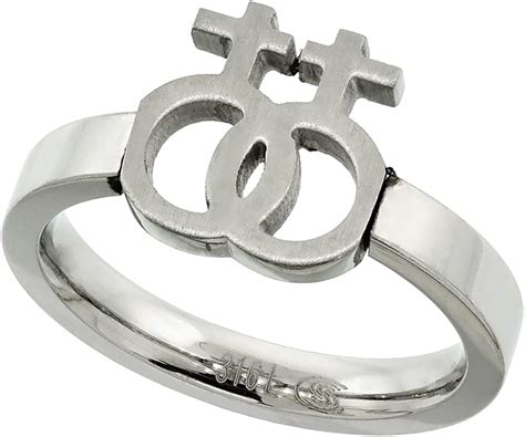 Stainless Steel Lesbian Symbol Ring Cut Out 716 Inch