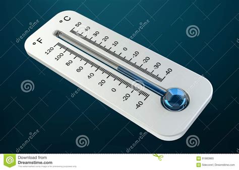 3d Render Cold White Thermometer Indicating Low Temperature Stock