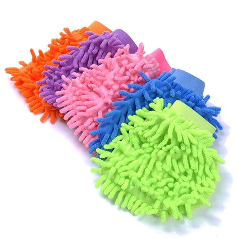Double Sided Microfiber Washing Hand Gloves Car Window Dust Cleaning
