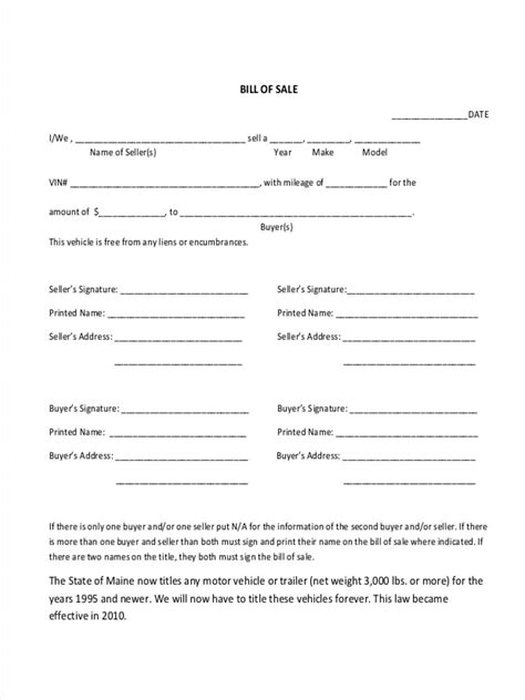 Free 6 Trailer Bill Of Sale Forms In Pdf