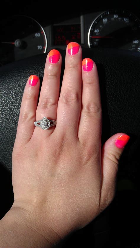 Did My Nails In Neon Pink And Orange Color Nails Nail Colors Neon