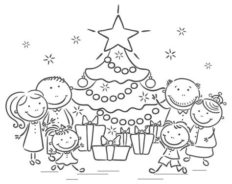 [29+] Dibujos Celebrando Navidad En Familia Para Colorear
