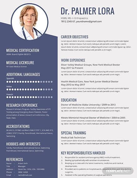 Medical officer resume samples with headline, objective statement, description and skills examples. FREE Doctor Resume/CV Template - Word (DOC) | PSD | Google ...
