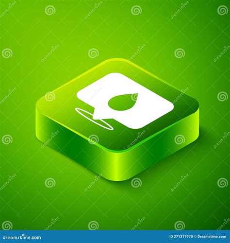 Isometric Water Drop with Location Icon Isolated on Green Background