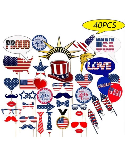 4th Of July Photo Booth Props For American Independence Day Staruncle Sam Hat Patriotic Party
