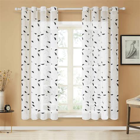 Top Finel White Sheer Curtains 72 Inches Long Black