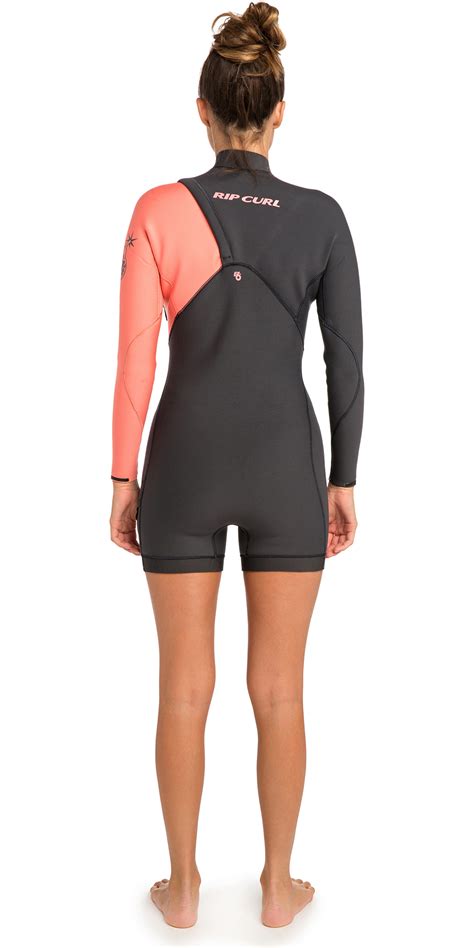 2019 Rip Curl Womens G Bomb 2mm Long Sleeve Shorty Wetsuit Coral Wsp9iw