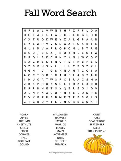 Fall Word Search Fall Word Search Fall Words Kids Learning Activities