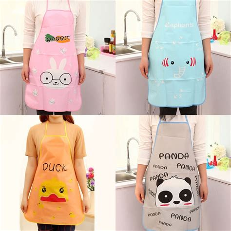1pc Women Waterproof Cartoon Kitchen Cooking Bib Apron Waterproof Aprons Gowns Suits For Men And