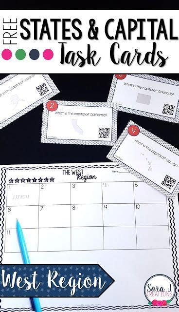 Us States And Capitals Task Cards Classroom Freebies States And