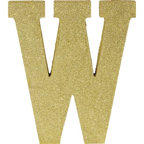 Glitter Gold Letter W Sign 8in X 9in Party City