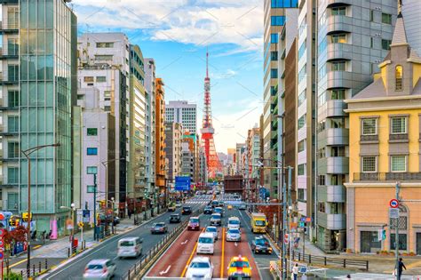 Tokyo City Street View With Tokyo To Featuring Tokyo Tower And