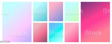 A Set Of Gradient Textures In Soft Delicate Retro Colors Blurring