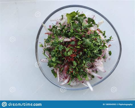 Vegan Salad With Onion Parsley And Sumac Stock Image Image Of Vegan