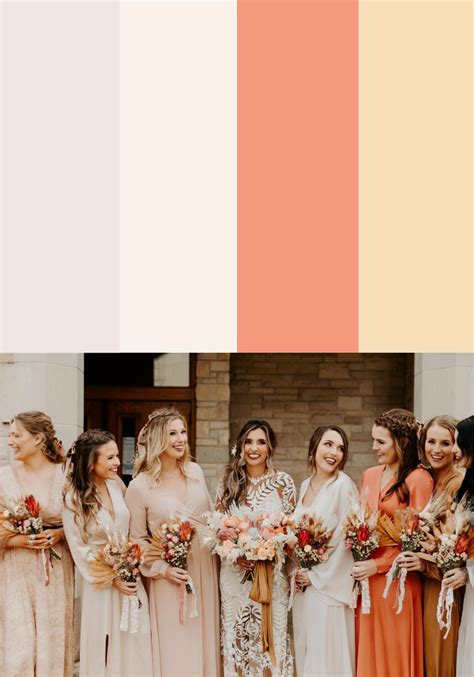13 Mismatched Bridesmaid Dress Color Palettes Junebug Weddings Sunset