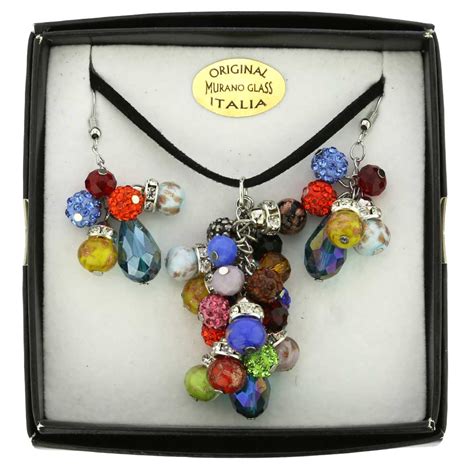 Murano Glass Necklace And Earrings Sets Venetian Charms Murano Necklace And Earrings Set