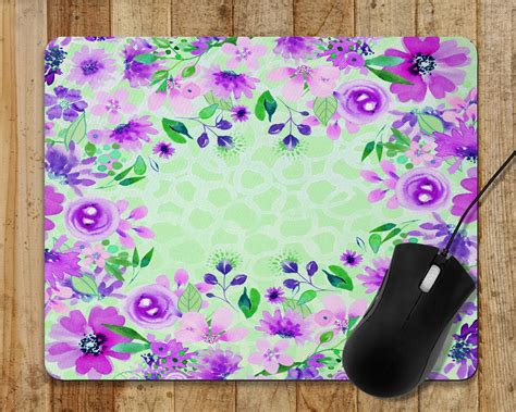 Mouse Pad Art Watercolor Floral Computer Mouse Pad Rectangle Etsy