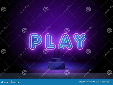 Vector Realistic Isolated Neon Sign Of Let S Play Logo For Template
