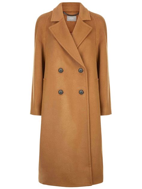 Jaeger Wool Cashmere Double Breasted Swing Coat Dark Camel At John