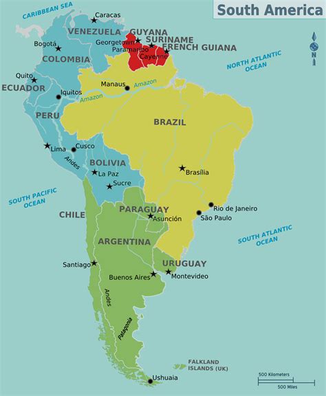 Spanish Map Of South America With Capitals America Map Mapa De