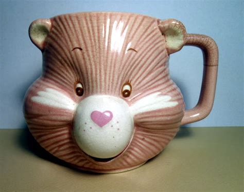 Vintage Care Bear Pink Coffee Mug Cartoon Character Cheer